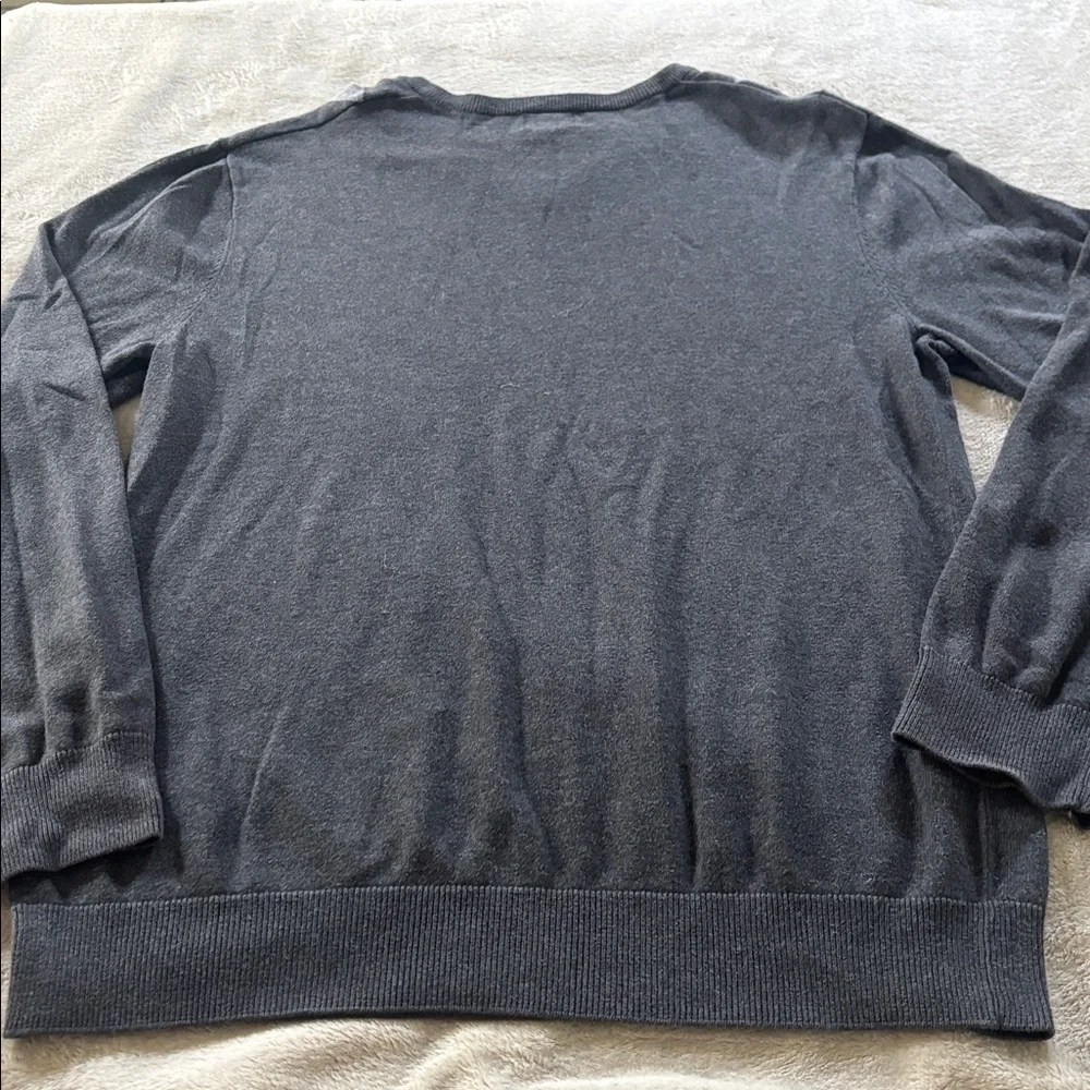 Old Navy Men's V-Neck Argyle Sweater - Charcoal and Red 100c% Cotton Size Large